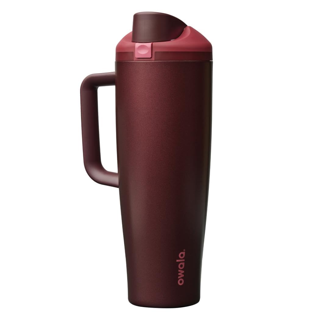 Owala FreeSip Tumbler Insulated Stainless Steel Water Bottle with Built-in Straw and Side Handle, For Travel, Work, School, and Sports, 40oz, BPA Free, Leak Proof, Iced Breeze