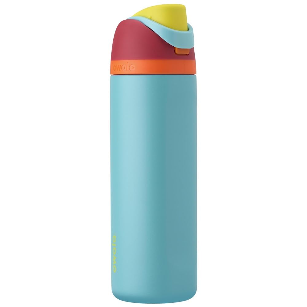 Owala FreeSip Insulated Stainless Steel Water Bottle with Straw, BPA-Free Sports Water Bottle, Great for Travel, 24 Oz, Black Cherry