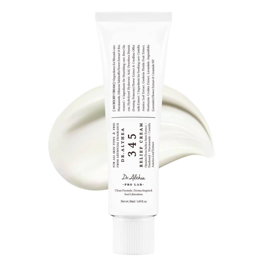 Dr.Althea 345 Relief Cream | Daily Face Moisturizer for Soothing Recovery and Blemish Care with PDRN & Niacinamide | Korean Vegan Skin Care for All Skin Types, 1.69 Fl Oz (Ver.2 - Pack of 1)
