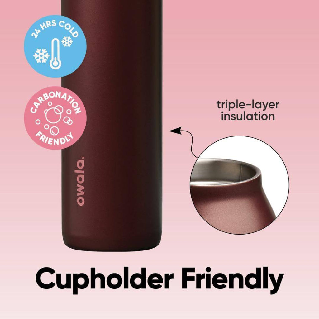 Owala FreeSip Twist Insulated Stainless Steel Water Bottle with Straw for Sports and Travel, BPA-Free, 24-oz, Black Cherry