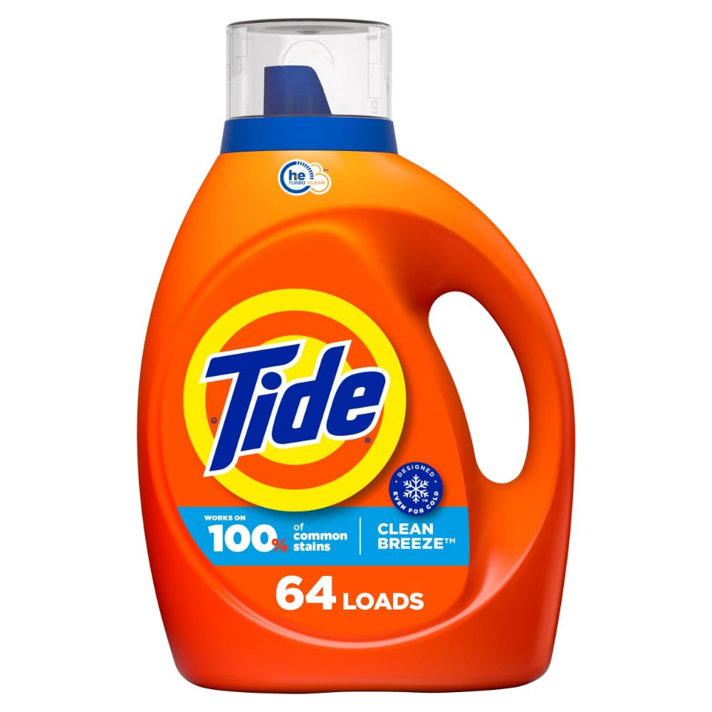 Tide Laundry Detergent Liquid, Original Scent, 64 Loads, 80 FL OZ, Works on 100% of Common Stains, Laundry Soap, Liquid Laundry Detergent