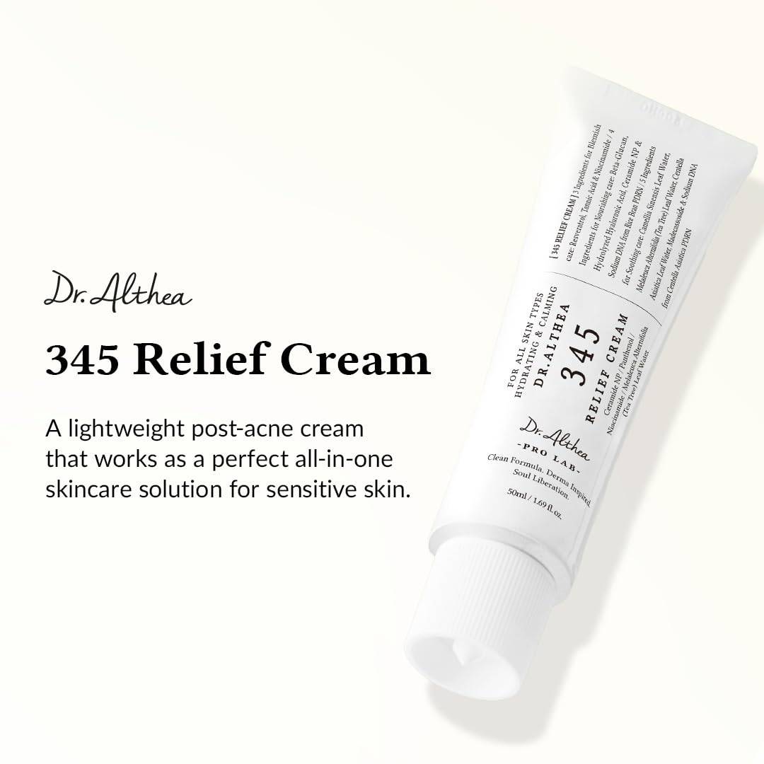 Dr.Althea 345 Relief Cream | Daily Face Moisturizer for Soothing Recovery and Blemish Care with PDRN & Niacinamide | Korean Vegan Skin Care for All Skin Types, 1.69 Fl Oz (Ver.2 - Pack of 1)