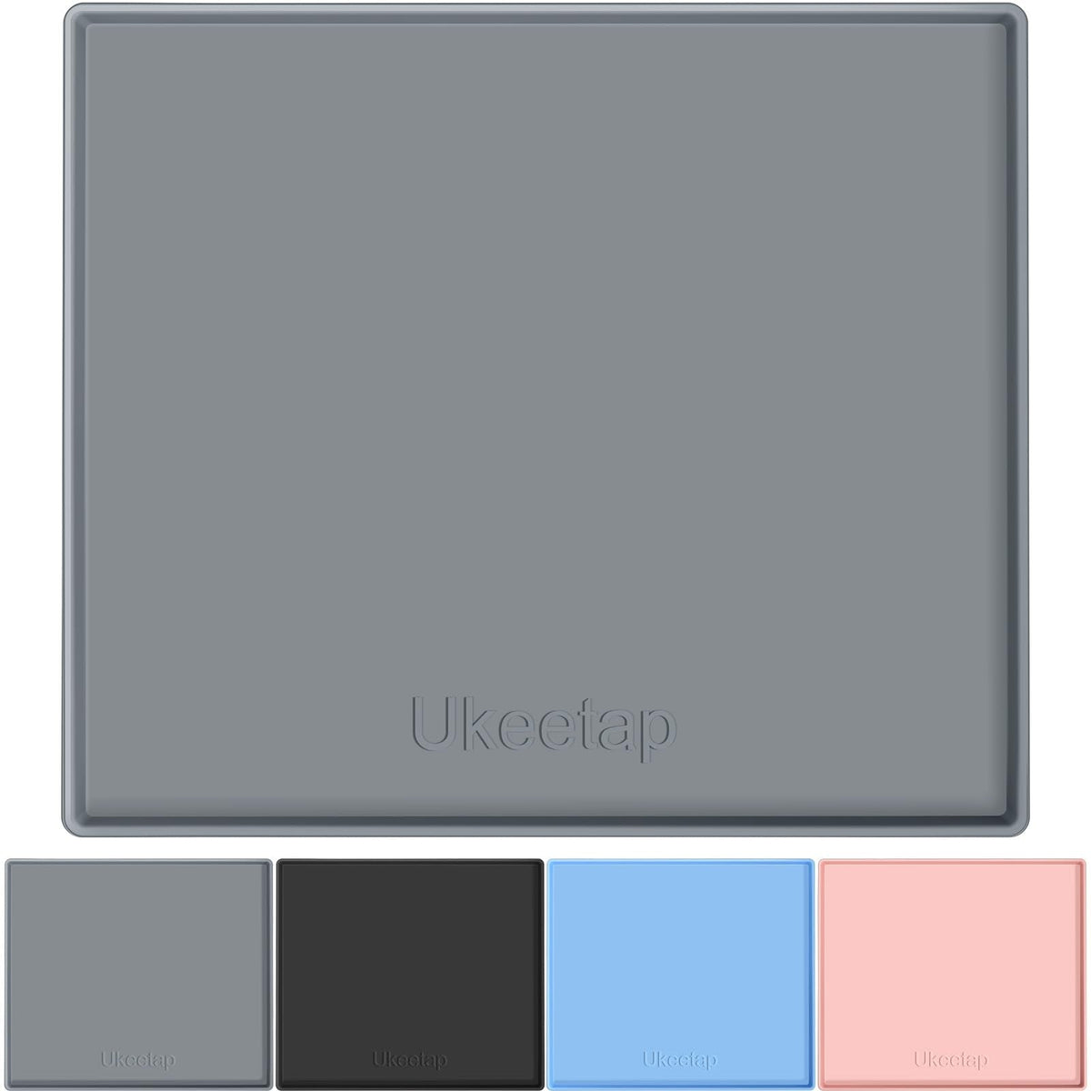 34" x 22" Extra Thick Waterproof Silicone Mat with Raised Edge, Under Sink Mat for Kitchen & Bathroom, Kitchen Cabinet Liner, Multi-Purpose for Storage & Protection, Gray