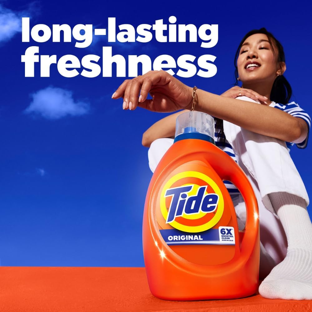 Tide Laundry Detergent Liquid, Original Scent, 64 Loads, 80 FL OZ, Works on 100% of Common Stains, Laundry Soap, Liquid Laundry Detergent