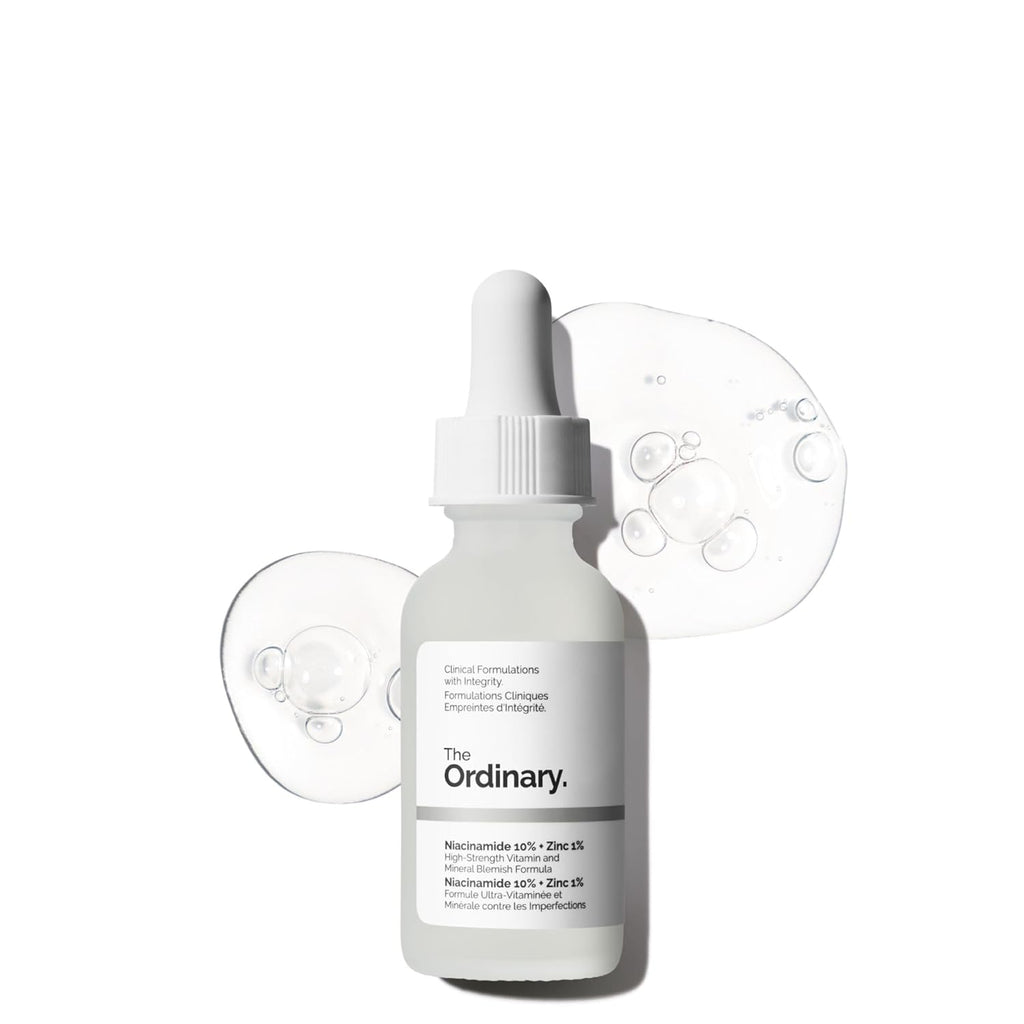 SlimBag Niacinamide 10% + Zinc 1% serum bottle for blemish-prone skin, featuring clear packaging and applicator dropper.