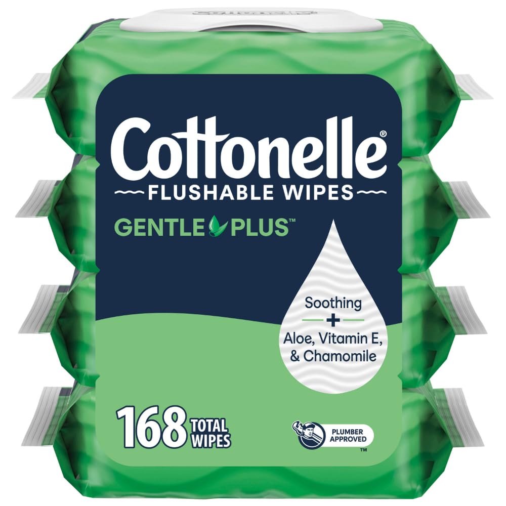 Cottonelle Fresh Feel Flushable Wet Wipes, Adult Wet Wipes, 8 Flip-Top Packs, 42 Wipes Per Pack (336 Total Wipes), Packaging May Vary