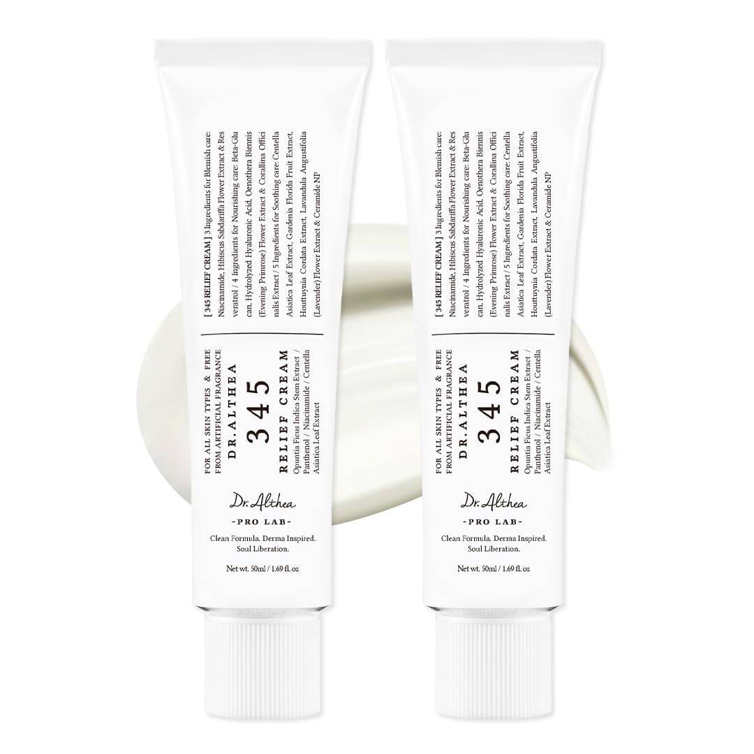 Dr.Althea 345 Relief Cream | Daily Face Moisturizer for Soothing Recovery and Blemish Care with PDRN & Niacinamide | Korean Vegan Skin Care for All Skin Types, 1.69 Fl Oz (Ver.2 - Pack of 1)