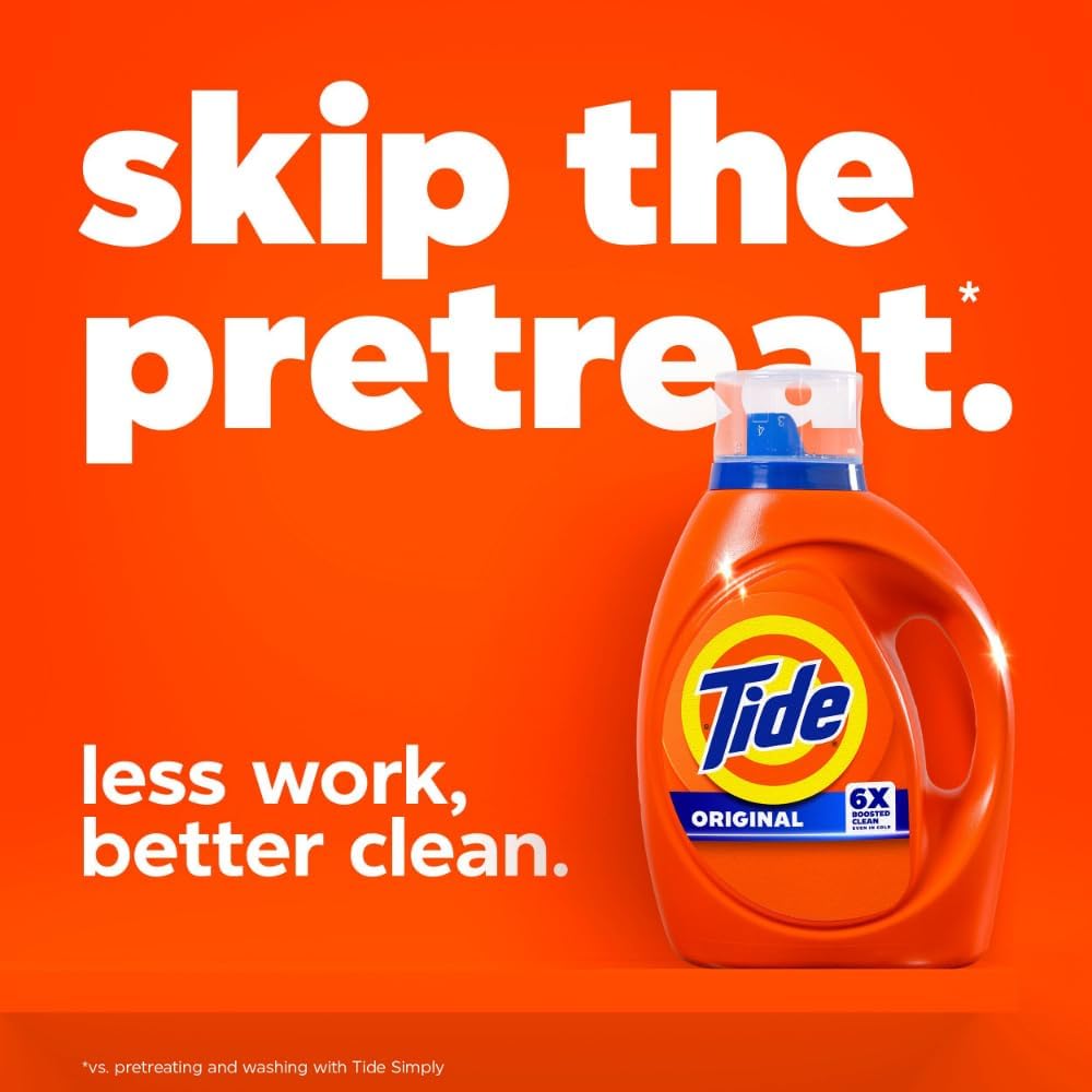 Tide Laundry Detergent Liquid, Original Scent, 64 Loads, 80 FL OZ, Works on 100% of Common Stains, Laundry Soap, Liquid Laundry Detergent