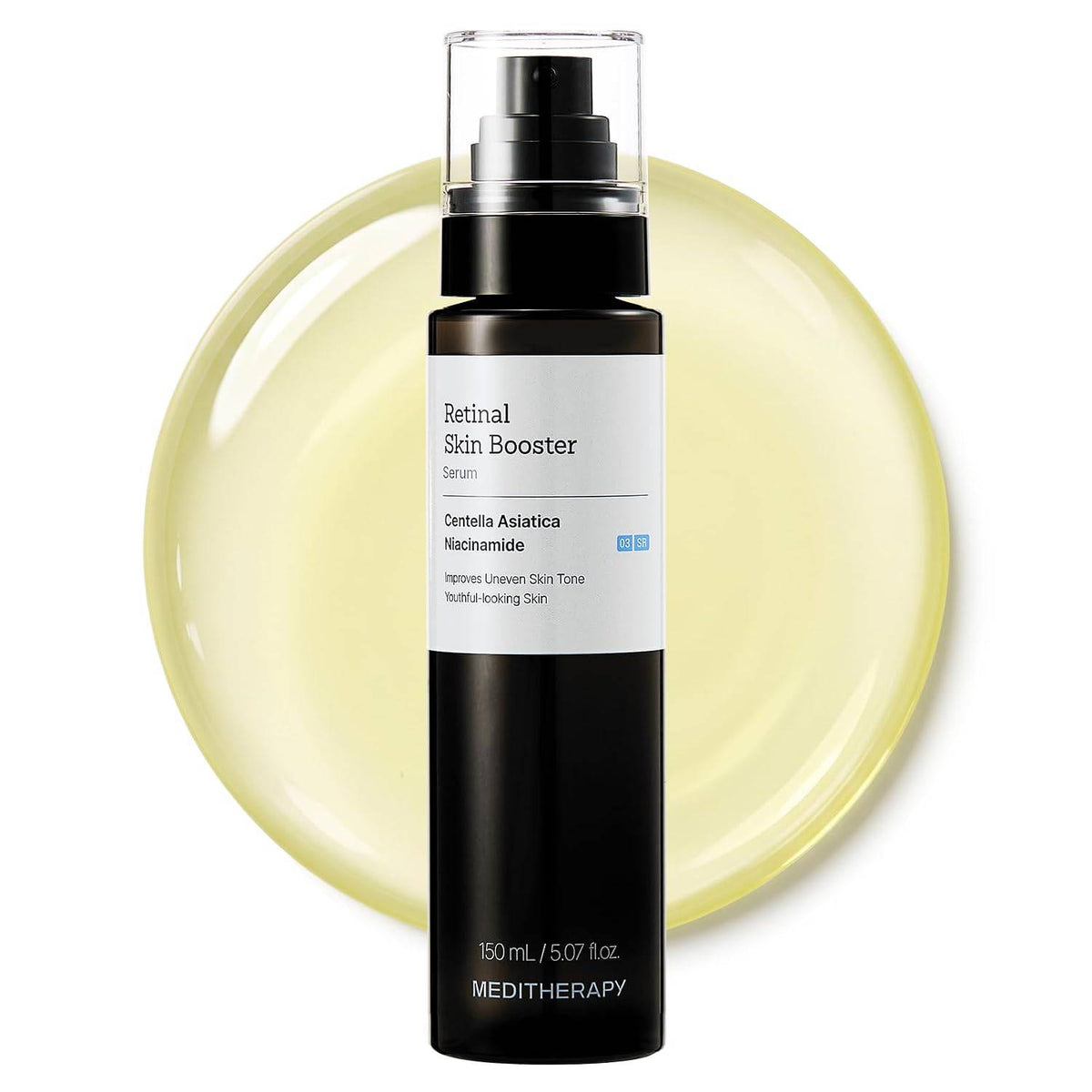 SlimBag MEDITHERAPY Retinal Skin Booster Serum with retinaldehyde, niacinamide, and cica for hydrating, brightening skin.
