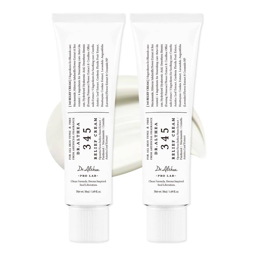 Dr.Althea 345 Relief Cream | Daily Face Moisturizer for Soothing Recovery and Blemish Care with PDRN & Niacinamide | Korean Vegan Skin Care for All Skin Types, 1.69 Fl Oz (Ver.2 - Pack of 1)