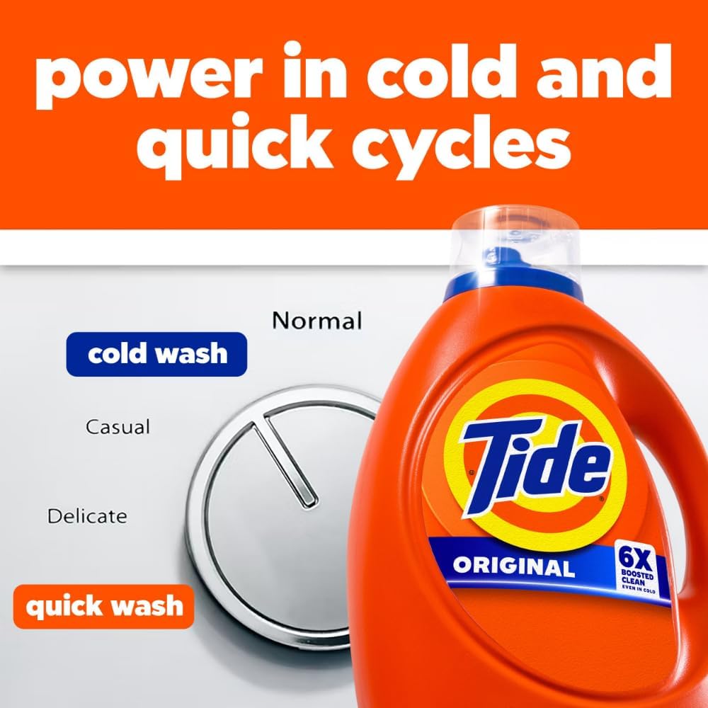 Tide Laundry Detergent Liquid, Original Scent, 64 Loads, 80 FL OZ, Works on 100% of Common Stains, Laundry Soap, Liquid Laundry Detergent
