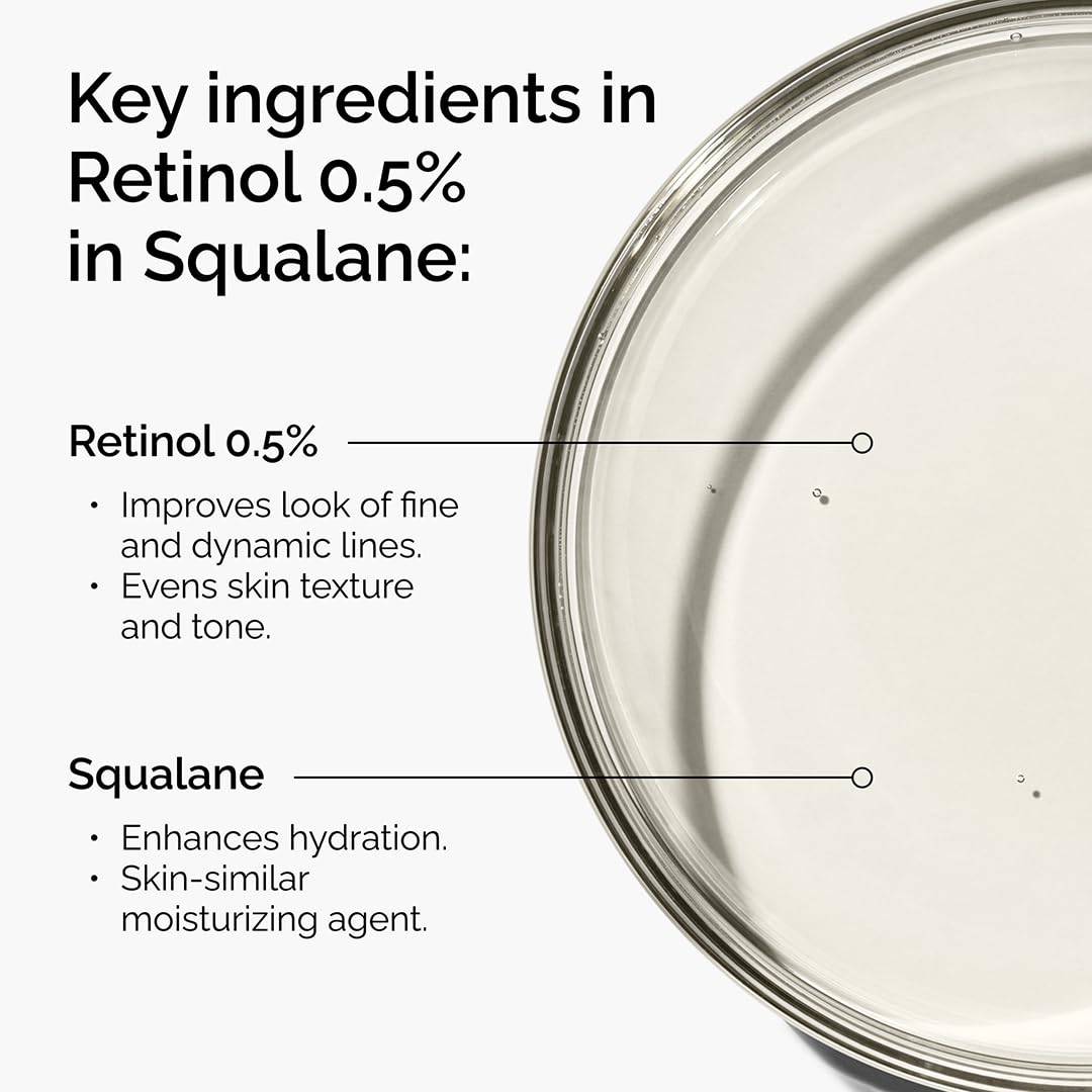 SlimBag The Ordinary Retinol 0.5% in Squalane serum bottle, anti-aging face serum for skin smoothing, 1 fl oz