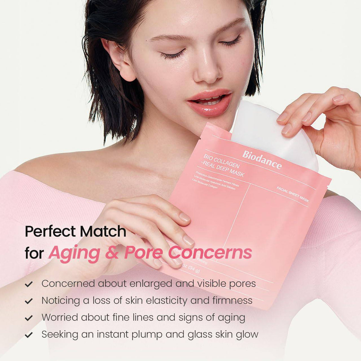 BIODANCE Bio-Collagen Real Deep Mask, Hydrating Overnight Hydrogel Mask, Pore Minimizing, Elasticity, Plumping Improvement, Korean Skin Care, Valentines Day Gifts for Her | 1.19oz(34g) x 4ea