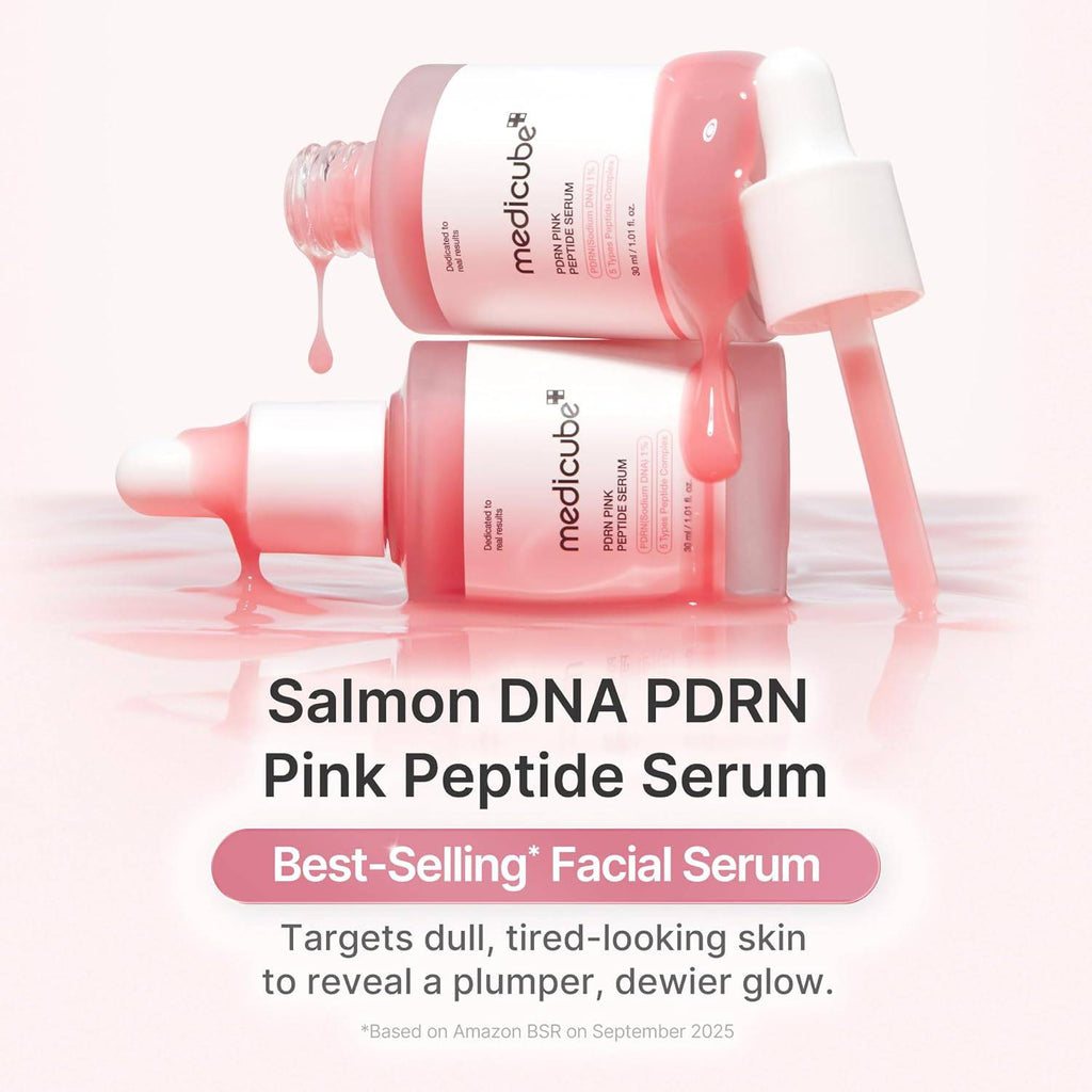 Medicube PDRN Pink Peptide Serum with Salmon DNA and Niacinamide for hydration and firm-looking skin, Korean skincare, 1.01 fl oz