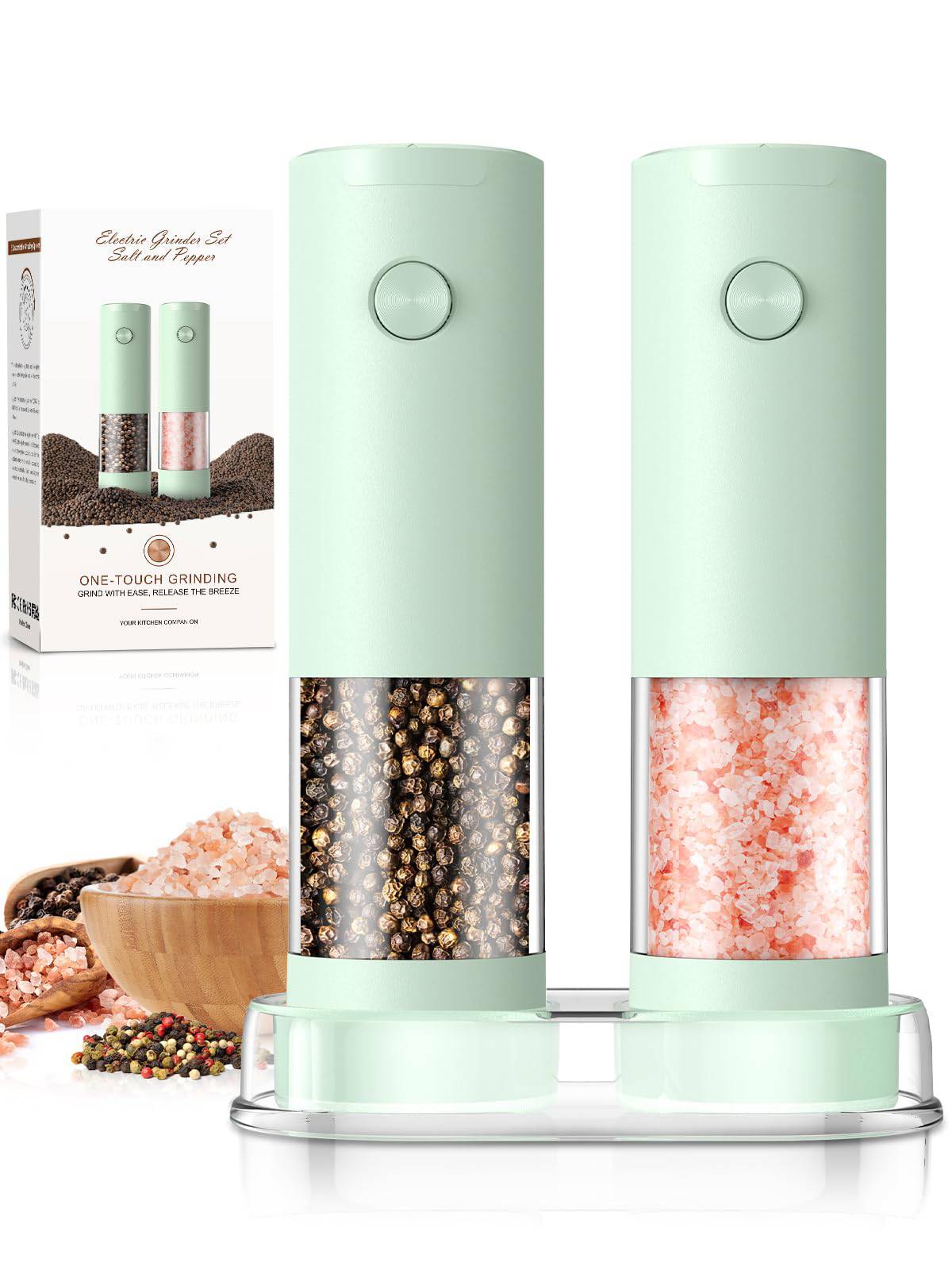 Electric Salt and Pepper Grinder Set Automatic Battery Pepper Mill Shakers Adjustable Coarseness Upgraded Larger Capacity with Led Home and Kitchen Appliances Birthday Gifts for Women Mom