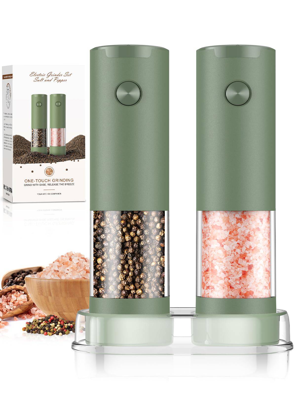 Electric Salt and Pepper Grinder Set Automatic Battery Pepper Mill Shakers Adjustable Coarseness Upgraded Larger Capacity with Led Home and Kitchen Appliances Birthday Gifts for Women Mom