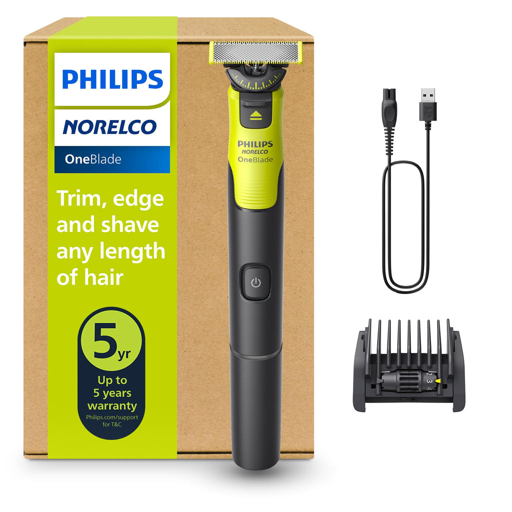 Norelco Philips OneBlade 360 Hybrid Face, Electric Beard Trimmer and Shaver, with 360 Blade Technology, 1x 360 Blade for Face, 5in1 Adjustable Comb, Model QP2724/90