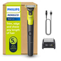 Norelco Philips OneBlade 360 Hybrid Face, Electric Beard Trimmer and Shaver, with 360 Blade Technology, 1x 360 Blade for Face, 5in1 Adjustable Comb, Model QP2724/90