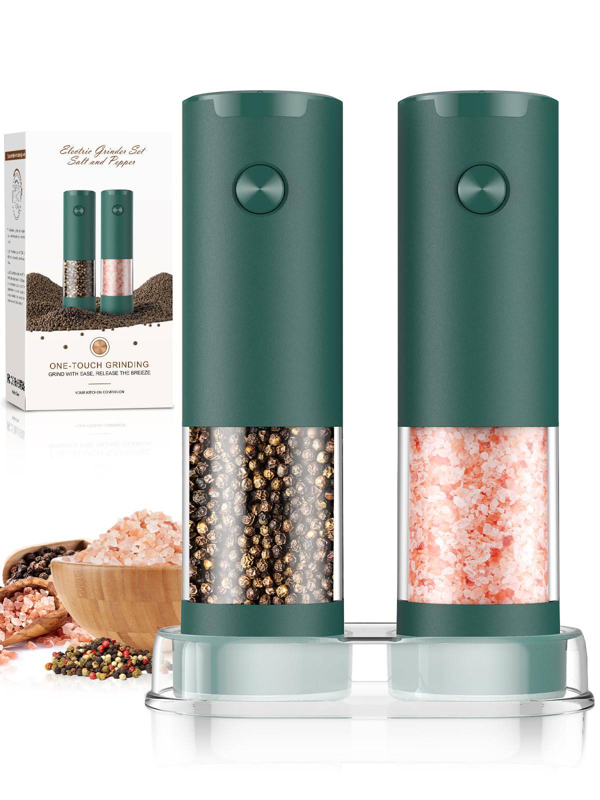 Electric Salt and Pepper Grinder Set Automatic Battery Pepper Mill Shakers Adjustable Coarseness Upgraded Larger Capacity with Led Home and Kitchen Appliances Birthday Gifts for Women Mom