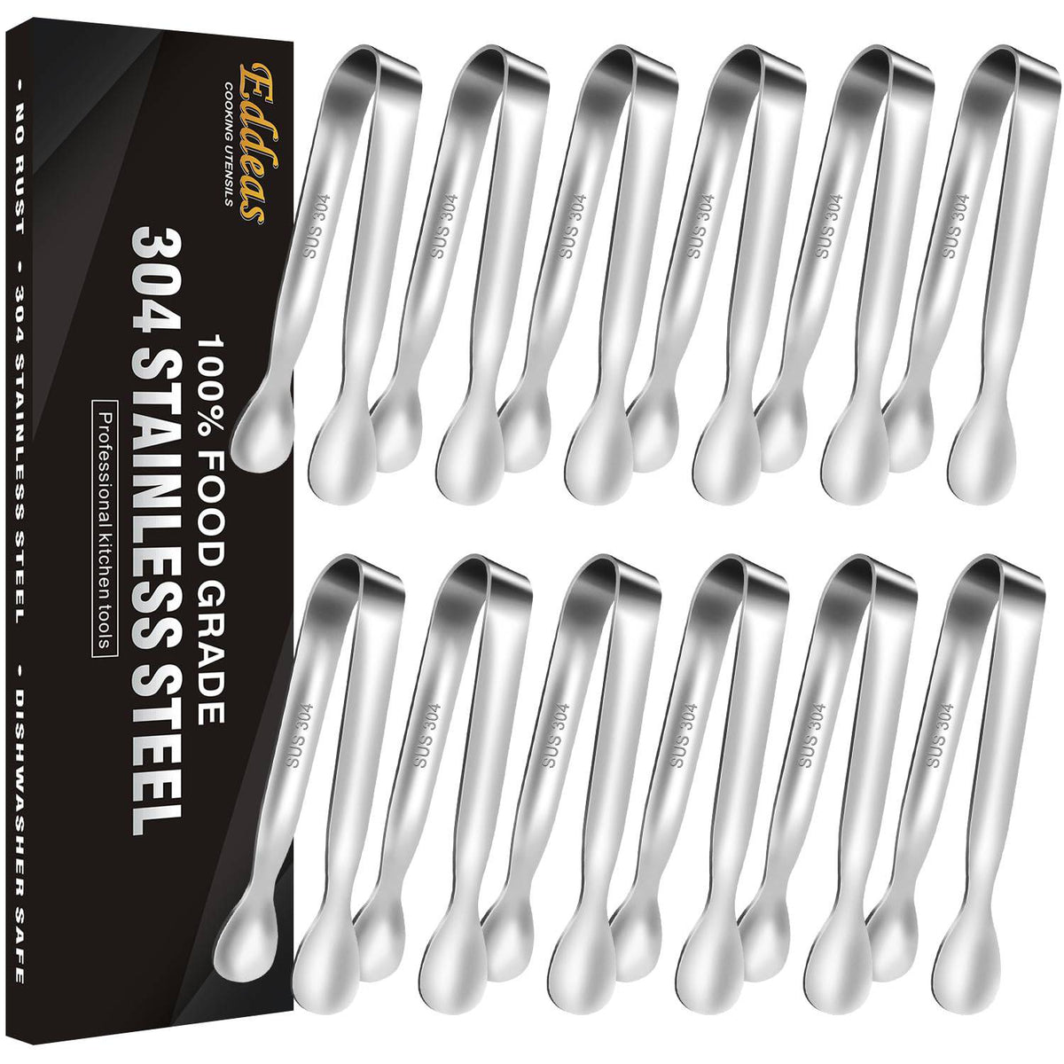 Tongs For Cooking - Heat Resistant 600 Degrees Stainless Steel Kitchen Tong,Heavy Duty Metal Locking Tongs - Perfect for Food,Salad and BBQ set of 3 (7",9" and 12") Dishwasher