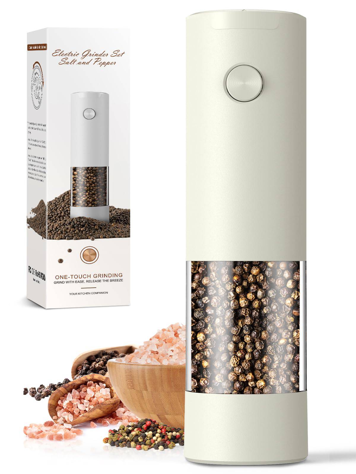 Electric Salt and Pepper Grinder Set Automatic Battery Pepper Mill Shakers Adjustable Coarseness Upgraded Larger Capacity with Led Home and Kitchen Appliances Birthday Gifts for Women Mom