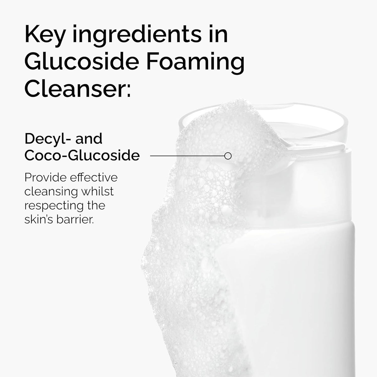 SlimBag The Ordinary Glucoside Foaming Cleanser bottle showing gentle foaming face wash for all skin types, including sensitive skin.