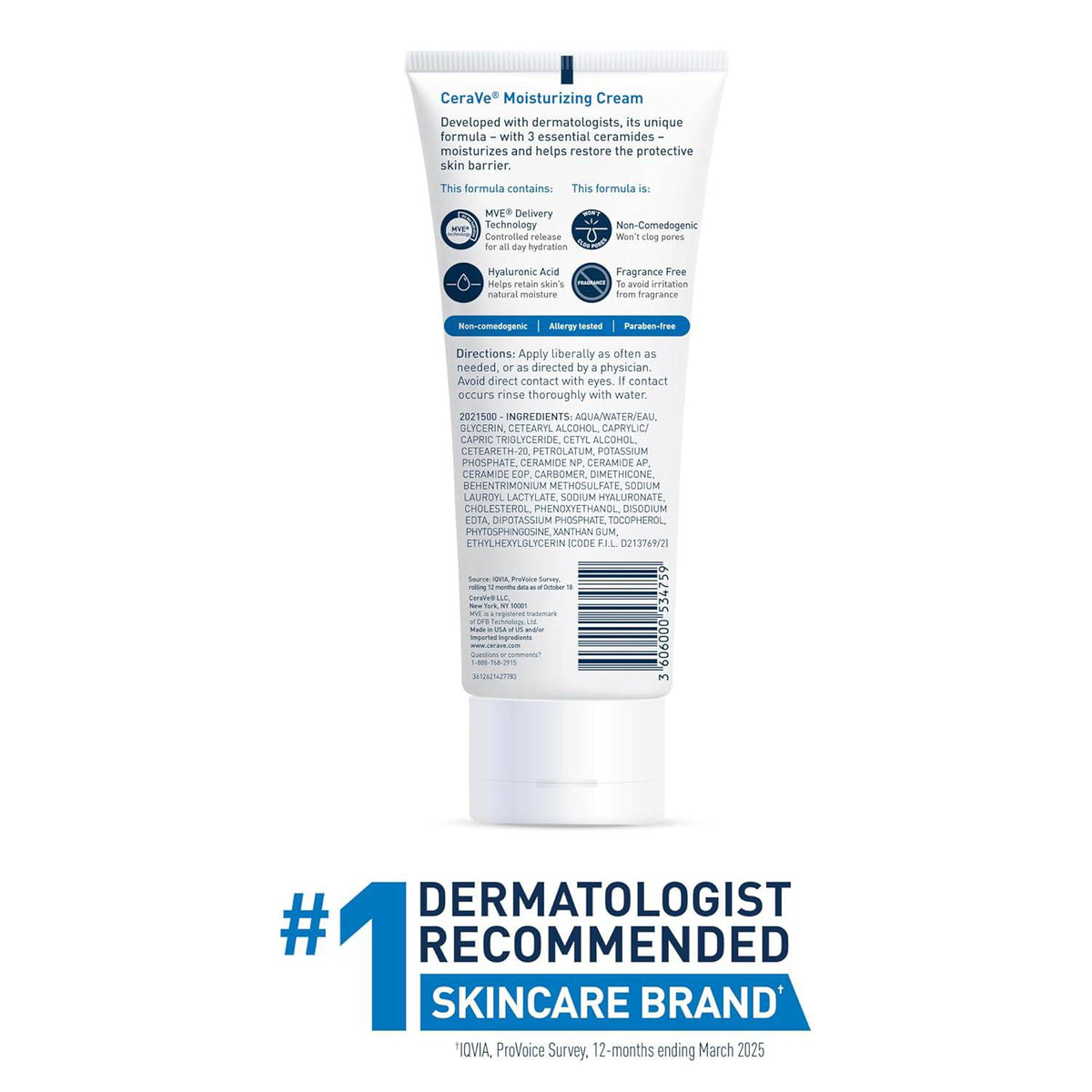 SlimBag CeraVe Moisturizing Cream for face and body, normal to dry skin, 8 fl oz jar with white cream inside