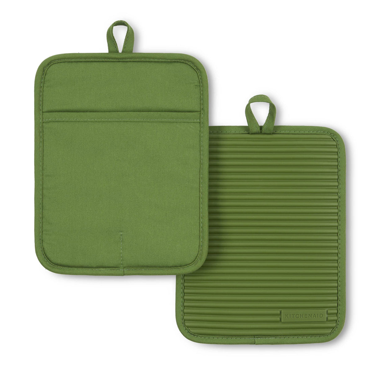 KitchenAid Ribbed Soft Silicone Pot Holder 2-Pack Set, Milkshake Tan, 7"x9"