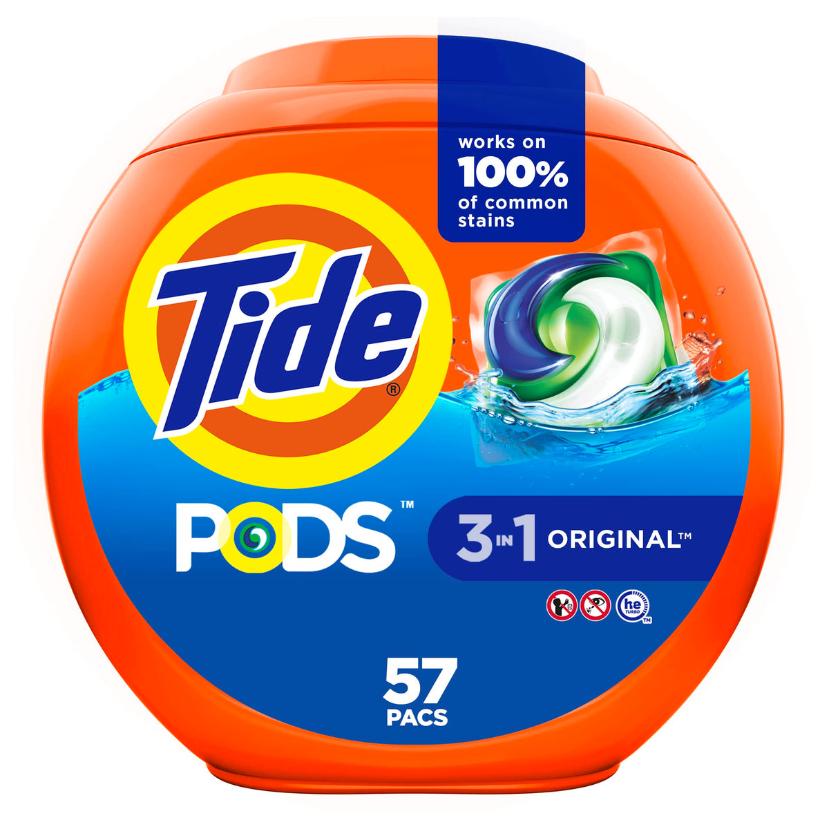 Tide PODS laundry detergent pacs, 3-in-1 Stain Remover, Odor Fighter, Color Protector, 112 Count, HE compatible, Spring Meadow Scent