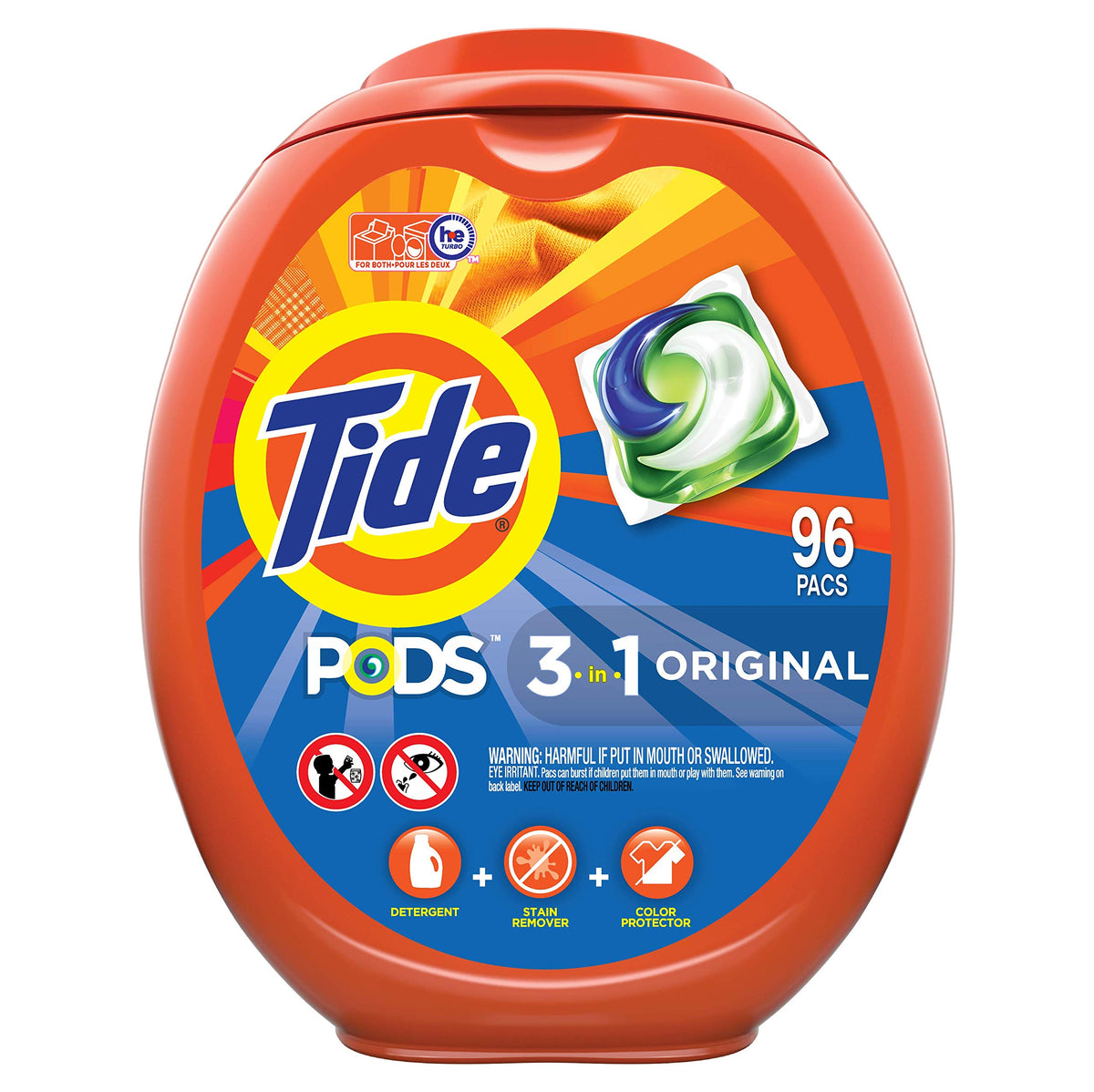 Tide PODS laundry detergent pacs, 3-in-1 Stain Remover, Odor Fighter, Color Protector, 112 Count, HE compatible, Spring Meadow Scent