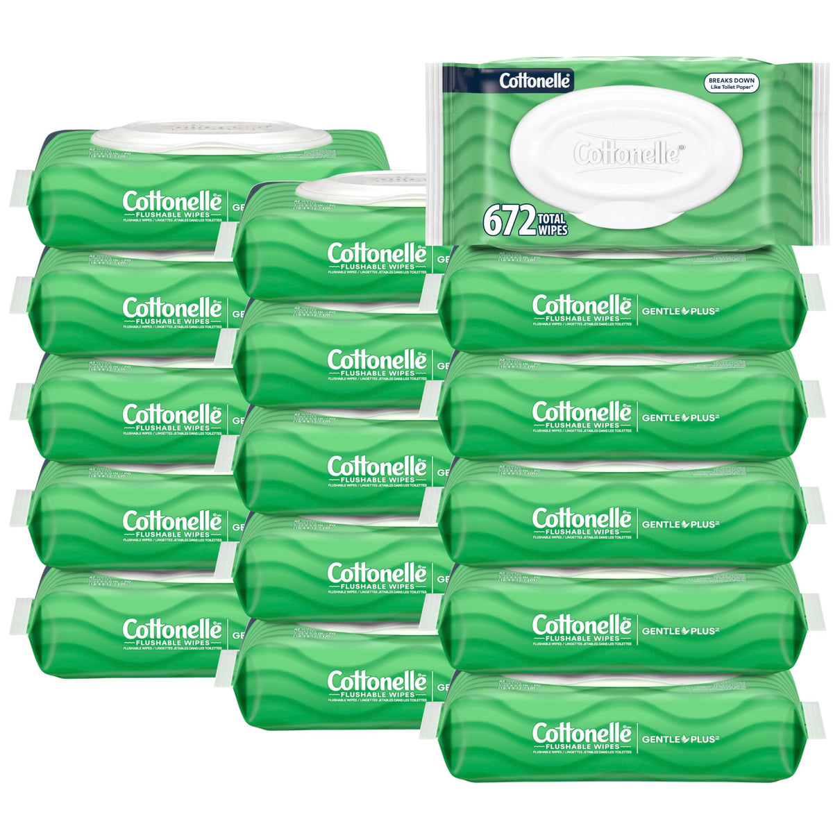 Cottonelle Fresh Feel Flushable Wet Wipes, Adult Wet Wipes, 8 Flip-Top Packs, 42 Wipes Per Pack (336 Total Wipes), Packaging May Vary