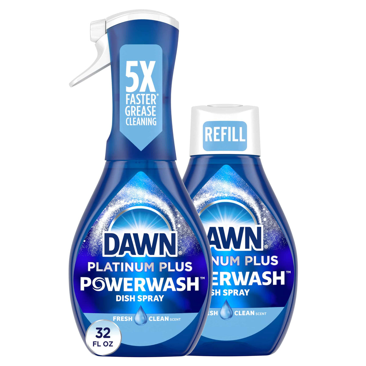 Dawn Platinum Powerwash Dish Spray, Dish Soap Liquid, Fresh Scent Bundle, 1 Spray + 3 Refills, 16oz Each (Pack of 4)
