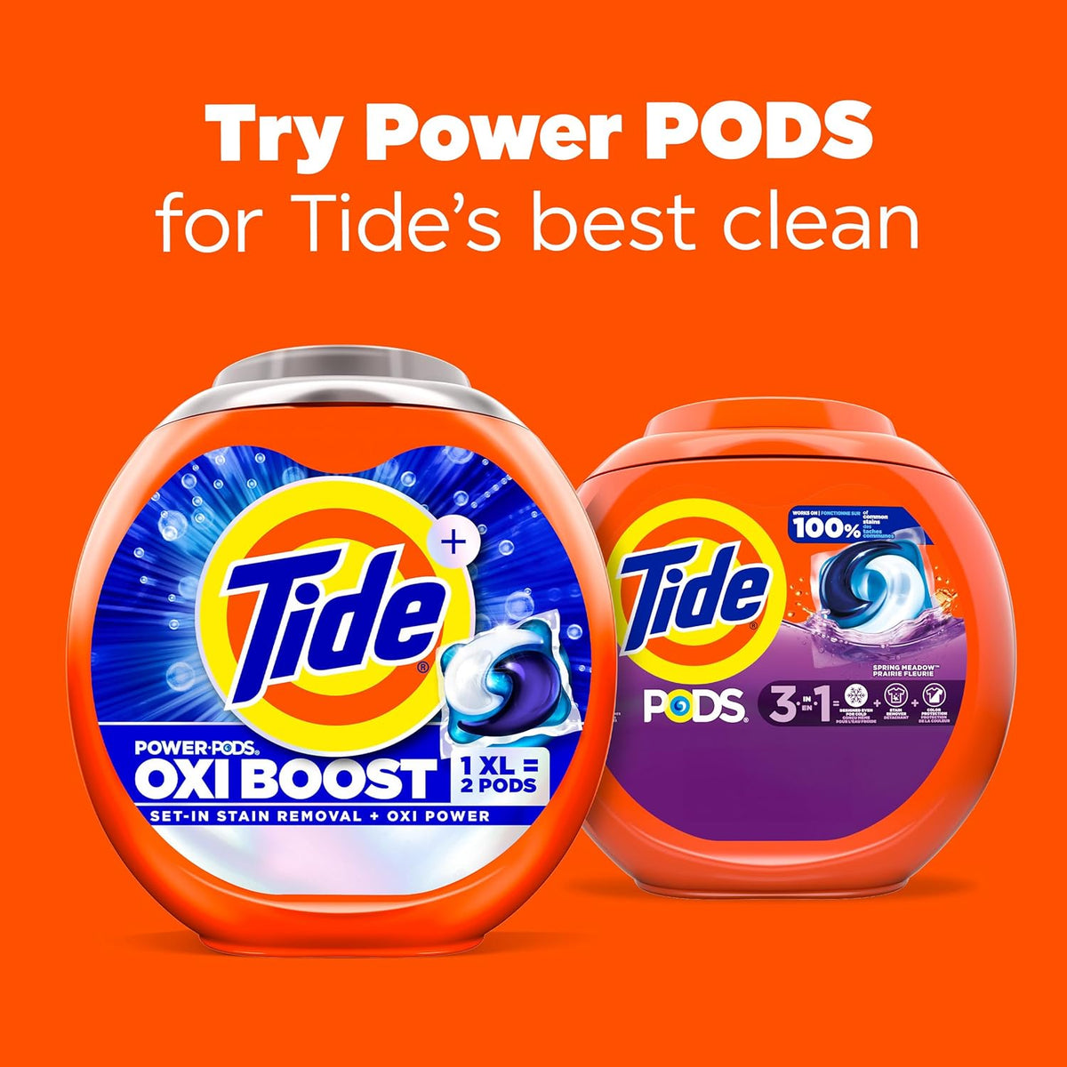 Tide PODS laundry detergent pacs, 3-in-1 Stain Remover, Odor Fighter, Color Protector, 112 Count, HE compatible, Spring Meadow Scent