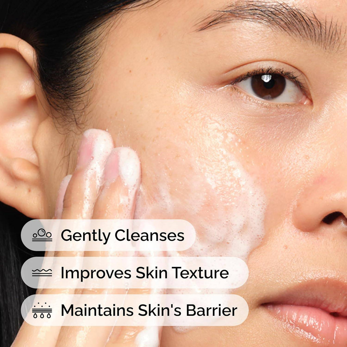 SlimBag The Ordinary Glucoside Foaming Cleanser in a white bottle with a pump, gentle face wash for all skin types including sensitive skin.