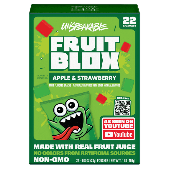FruitBlox Unspeakable Apple Strawberry Fruit Snacks, 22 Count