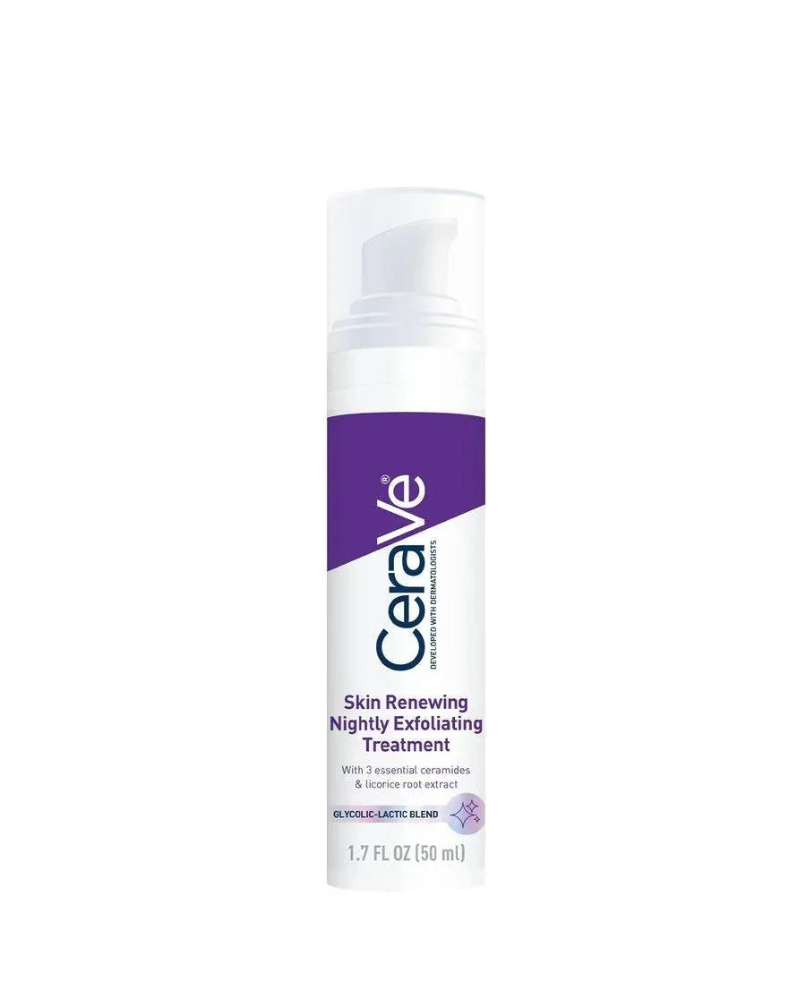 SlimBag CeraVe Skin Renewing Nightly Exfoliating Treatment bottle front view, showcasing the product label and packaging.