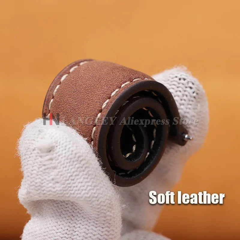 COROS Leather Watch Band Genuine Calfskin Brown Strap Butterfly Clasp