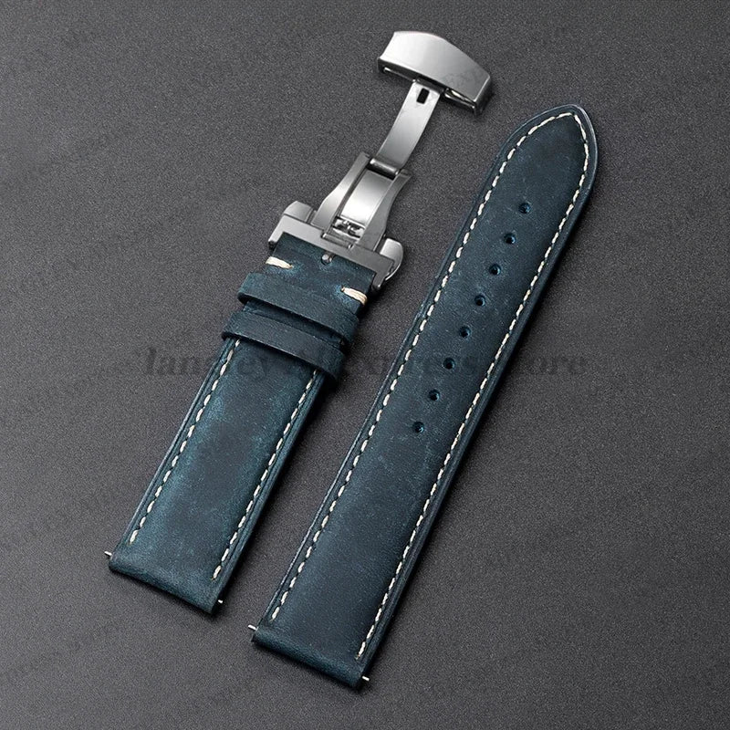 COROS Leather Watch Band Genuine Calfskin Brown Strap Butterfly Clasp