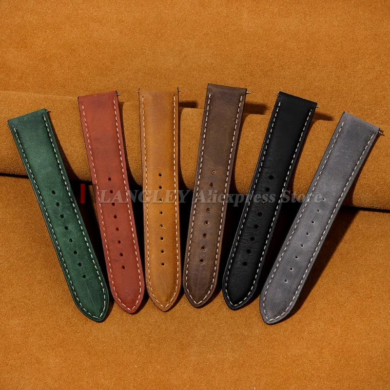 COROS Leather Watch Band Genuine Calfskin Brown Strap Butterfly Clasp